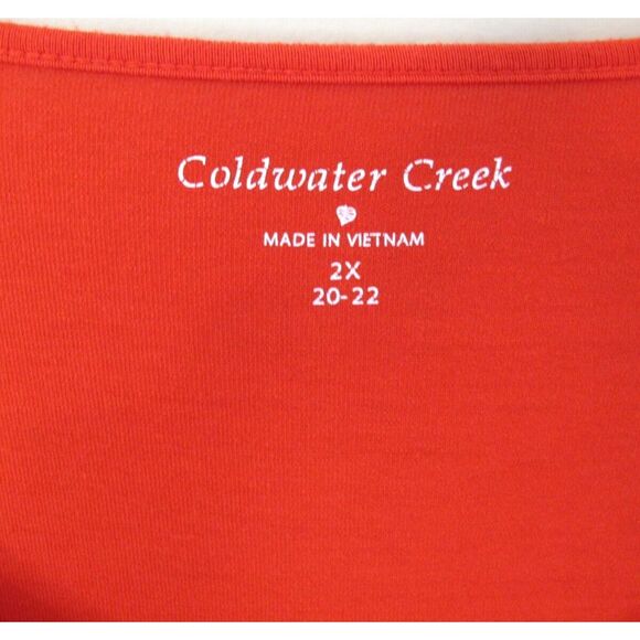 Coldwater‎ Creek Red 3/4 Sleeve Round/Scoop Neck Stretch Tunic Pullover Top - Picture 3 of 6